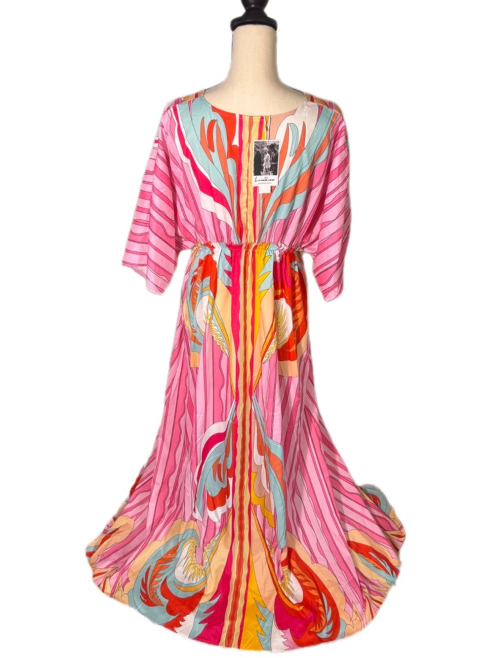 Luxedress Vibrant Pink Multicolor Maxi Kimono Dress PRICE DROP ⭐️ - Picture 3 of 6